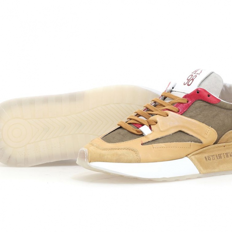 A.S.98 Franklyn Sneakers Heren Khaki | BE-VTXHBR759